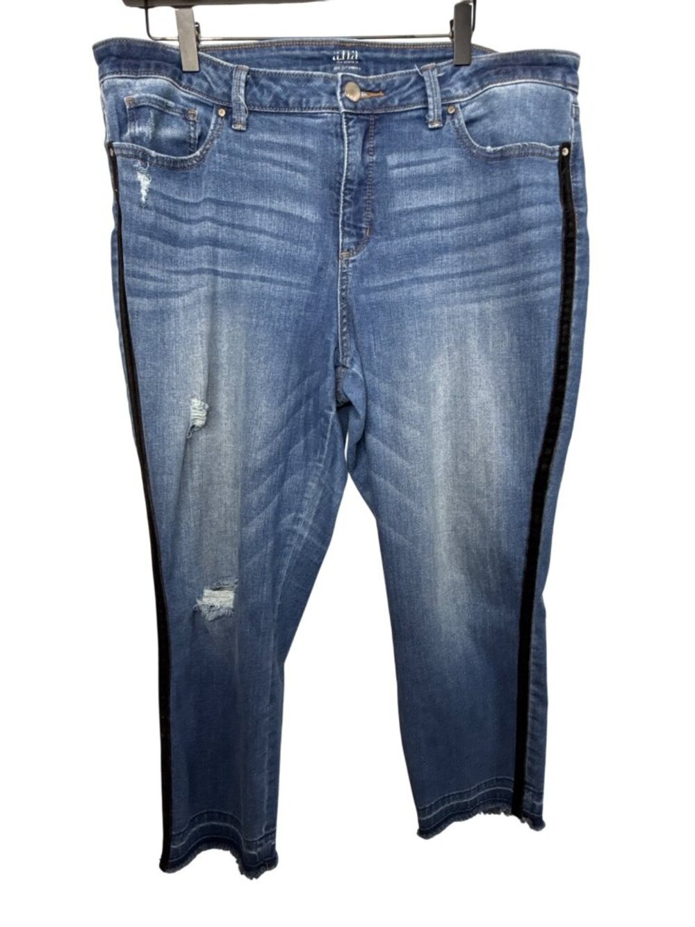 ANA Jeans Women’s 18 Skinny Cropped Distressed Raw Hem Blue Denim